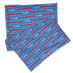 Grand Prix Racewear branded racing shorts in blue, red, and white with logo pattern for motorsport enthusiasts.