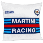 Racing pillow featuring Martini Racing and Sparco logos, ideal for motorsport enthusiasts and race car fans.