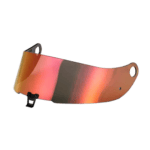 Grand Prix Racewear tinted visor for motorcycle helmets, featuring a reflective, multi-coloured surface for enhanced visibility and protection.