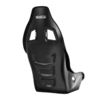 Sparco racing seat with black upholstery and ergonomic design for motorsport safety and comfort.