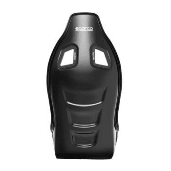 Sparco racing seat with ergonomic design and black finish, ideal for motorsport safety and comfort.