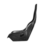 Carbon fibre racing seat designed for Grand Prix racewear, featuring ergonomic support and lightweight construction.