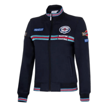 Martini Racing F1 team jacket featuring sponsor logos and racing stripes, ideal for motorsport enthusiasts and fans of Grand Prix racing.