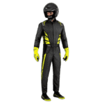 Professional racewear suit with helmet and gloves from Grand Prix Racewear, designed for motorsport safety and performance.