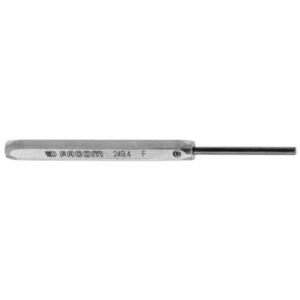 Facom standard drift punch with a silver finish and black handle, used for precision metalwork and automotive tasks.