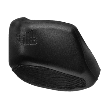 Black Hebo racing ear defender with ergonomic design for motorsport safety and comfort.