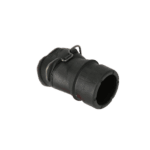 Close-up of a black racing helmet connector used in motorsport safety gear.