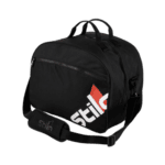 Black Stilo racing gear bag with logo, designed for motorsport enthusiasts and professionals.