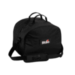 Black Stilo racing gear bag with handle and shoulder strap, ideal for motorsport enthusiasts and professionals.