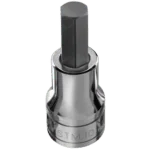 Close-up of a Facom STM 1/2 drive metric hexagon bit socket with a black hexagonal bit on a black background.