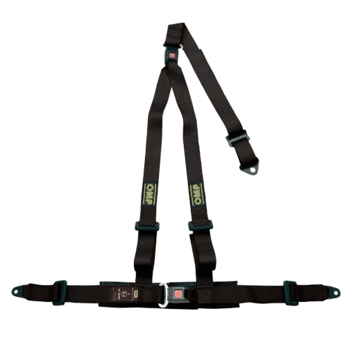 strada3black.jpg OMP DA509 Strada 3 safety harness with adjustable straps and quick-release buckle for motorsport safety.