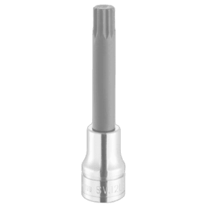 Close-up of a Facom SV.LB 1/2 drive long-reach XZN spline bit socket on a black background.