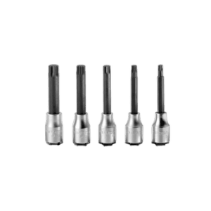 Set of five Facom drive bits for spline socket head (XZN) in a row, black and silver finish, suitable for automotive and mechanical applications.