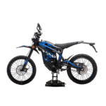 Electric off-road motorcycle from Grand Prix Racewear with blue and black design, suitable for motocross and trail riding.