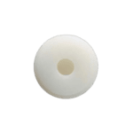 Close-up of a white circular object with a beige centre, used in racing gear or equipment.
