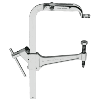 Facom valve lifter U.13L clamped with a C-clamp for precise engine valve adjustment.