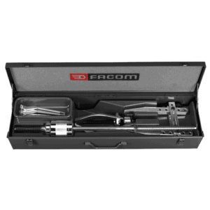 Facom inside/outside puller kit U.306J1 for automotive and mechanical repairs, displayed in a black case with tools inside.