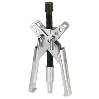 Heavy-duty puller with wide legs for automotive and industrial use, featuring a robust screw mechanism and durable metal construction.