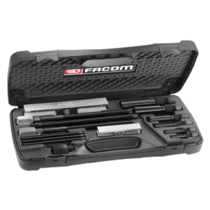 Facom U.49PJ1 maintenance kit with various tools in a black plastic case, ideal for automotive and mechanical repairs.