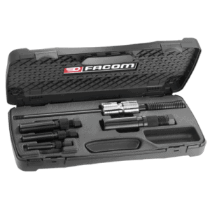 Facom Light engineering puller kit U.49PJ2 in a black carrying case with tools and accessories for precision mechanical work.