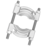 High-quality metallic pipe clamp with adjustable screws for precise fitting and secure hold.