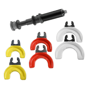 Set of Facom U.89M30 mechanical tools with colourful hooks and a black rod for professional use.