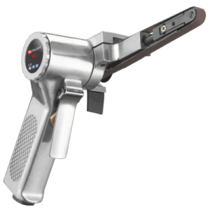 Facom belt sander with ergonomic handle and adjustable sanding belt for precise grinding tasks.