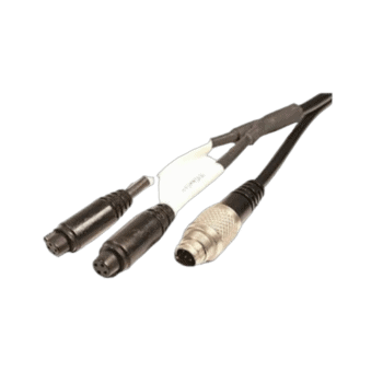 Racewear communication cables with connectors for motorsport events, used for team radio and data transfer at Grand Prix races.