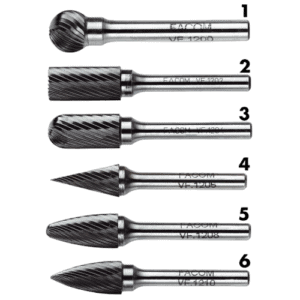 Set of six Facom VFA cutters with different shapes and sizes, ideal for precision cutting tasks.