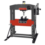 Facom 15 t hydraulic bench press W.415WBA for industrial and workshop use, featuring a sturdy frame, pressure gauge, and adjustable height.