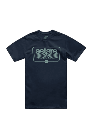 Navy blue Grand Prix Racewear T-shirt with Astars logo, ideal for motorsport enthusiasts and racers.