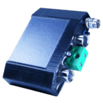 Close-up of a racing telemetry device used in motorsport for data analysis and performance monitoring.