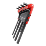 Facom set of 9 hexagon keys in a red and black wallet, ideal for precision mechanical work and automotive repairs.