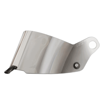 Clear racing helmet visor for Grand Prix racewear, providing protection and visibility for motorsport drivers.
