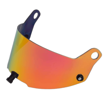 Grand Prix Racewear helmet visor with reflective orange and yellow tint for motorcycle racing.