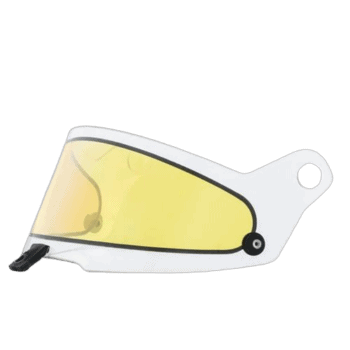 Grand Prix Racewear racing helmet with yellow visor and white shell for motorsport safety.