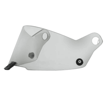Clear racing helmet visor for Grand Prix Racewear, designed for motorsport safety and visibility.
