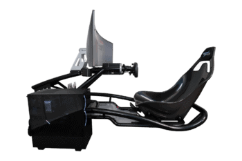 High-quality racing simulator seat with advanced controls for immersive motorsport experience, ideal for professional and amateur racers.