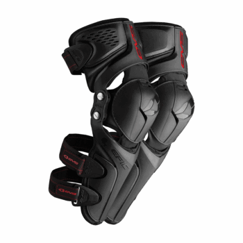 Protective motorcycle knee and shin guards with adjustable straps, designed for racing and track riding, offering maximum safety and comfort for motorsport enthusiasts.