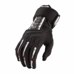 Protective racing glove with reinforced knuckles and grip-enhancing features, designed for motorsport safety and performance. Ideal for race car drivers and motorsport enthusiasts.