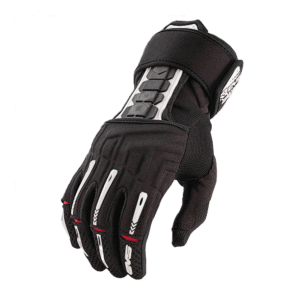 Protective racing glove with reinforced knuckles and grip-enhancing features, designed for motorsport safety and performance. Ideal for race car drivers and motorsport enthusiasts.