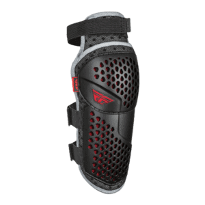 Protective motorcycle knee pad with breathable mesh and impact-resistant shell, ideal for racing and track days. Designed for safety, comfort, and durability in motorsport environments.