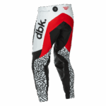 Fly Racing Evolution 2026 DST DBK Trousers for motocross, featuring black, red, and white design with protective padding and stylish graphics.