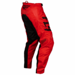 Red and black FLY Racing F-16 2024 motocross pants for juniors, featuring durable fabric and adjustable waist for optimal fit.