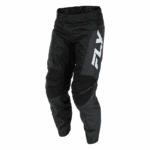 Fly Racing F-16 2026 motocross bottoms in black with white logo and reinforced knee panels for durability.