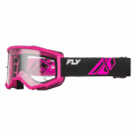 Fly Racing Focus goggles in black, pink, and clear lens for motocross and off-road riding.