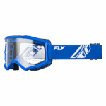 Fly Racing Focus goggles in blue, black, and clear lens for motocross and off-road riding.
