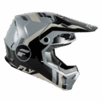 Fly Racing Formula CP Seal Helmet in black, white, and grey with aerodynamic design and ventilation features for motocross riders.