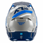 Fly Racing Formula CP Seal Helmet in white and blue with aerodynamic design and ventilation features.