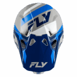 Fly Racing Formula CP Seal Helmet in blue and white with aerodynamic design and ventilation openings.